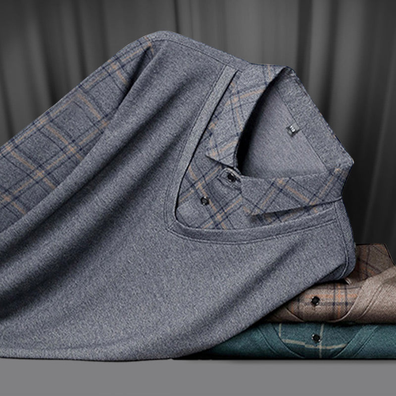 Dwuczęściowa męska koszula ze stójką Fake z długim rękawem