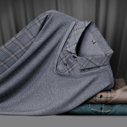 Dwuczęściowa męska koszula ze stójką Fake z długim rękawem