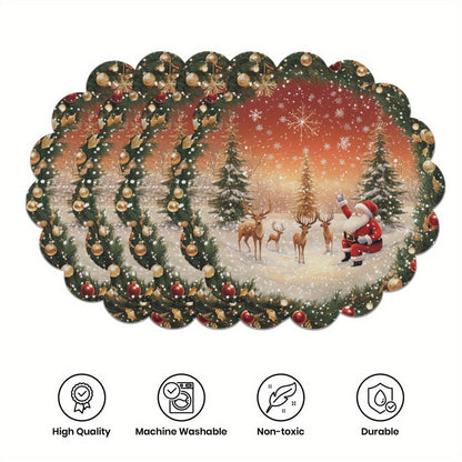 10 szt. Zimowe podkładki w kształcie poinsecji i szyszek sosnowych, podkładki na stół z antypoślizgowej tkaniny