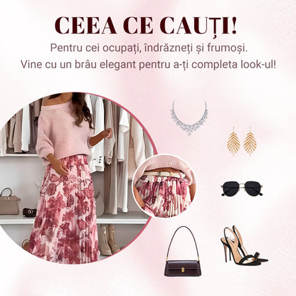 🔥Bluzka z okrągłym kołnierzykiem i spódnica w paski