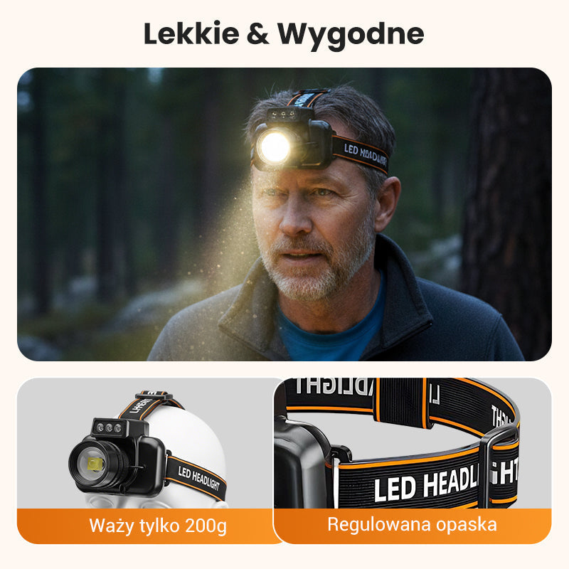 🔥Mocna latarka czołowa o bardzo długiej żywotności