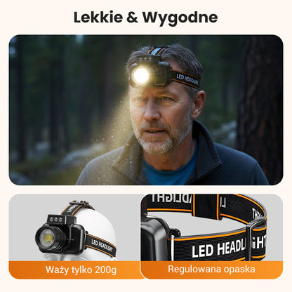 🔥Mocna latarka czołowa o bardzo długiej żywotności