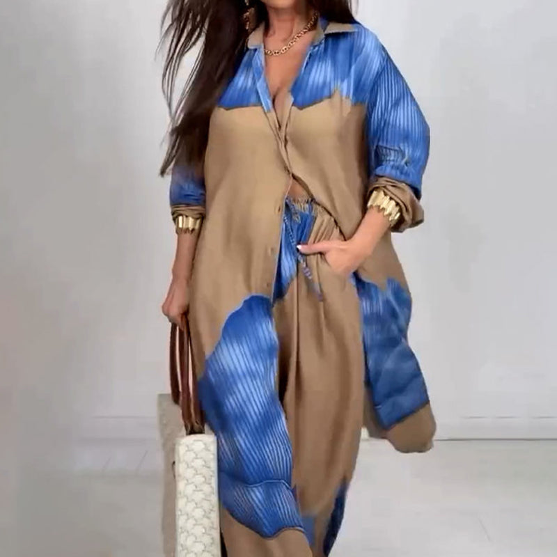 🌼Koszula z długim rękawem i ściągaczem oraz spodnie ze sznurkiem