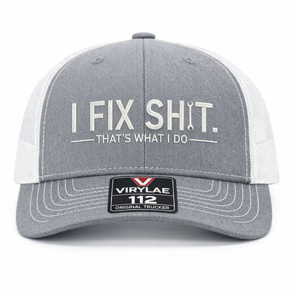 🛠️ Czapka truckerka „I Fix Shit” – zabawna czapka mechanika i naprawiacza