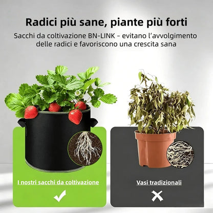 🌱 Opakowanie 5 worków uprawowych o pojemności 19 litrów (5 galonów) – wytrzymałe, oddychające doniczki z materiału z uchwytami do warzyw, kwiatów i owoców