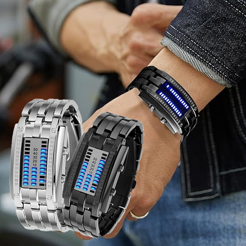 ⌚ TERAZ 50% TANIEJ! 🤓 Zegarek Cyberpunk Binary LED – „Tylko geekowie go rozumieją” – futurystyczny, wyjątkowy i przyciągający wzrok z niebieskim wyświetlaczem LED 💙