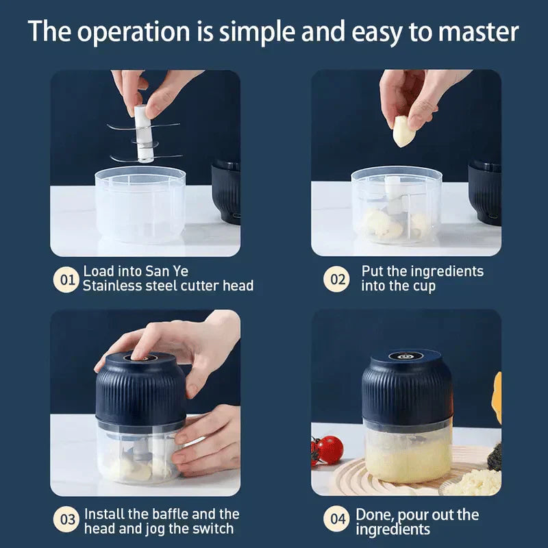 Bezprzewodowa elektryczna siekaczka i młynek do czosnku