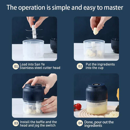 Bezprzewodowa elektryczna siekaczka i młynek do czosnku