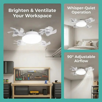 Nowoczesna lampa z wentylatorem sufitowym na gwint E27 (model 2026) – cichy wentylator LED 2 w 1 ze sterowaniem pilotem