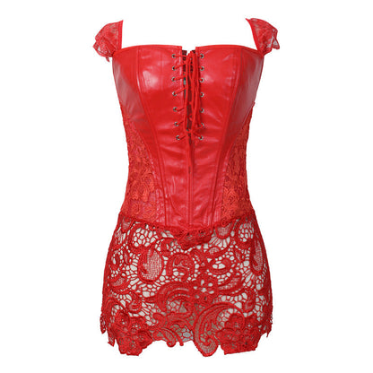 Seksowna koronka z odkrytymi plecami - koronkowy skórzany body modelujący