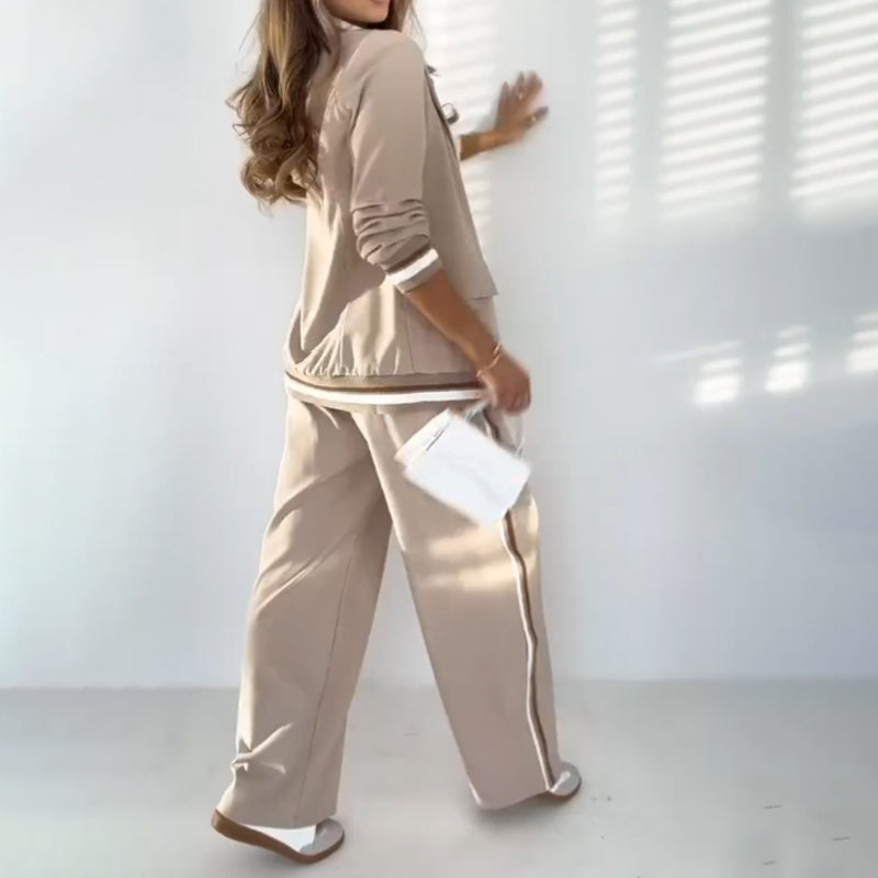 Damski casualowy żakiet i szerokie spodnie