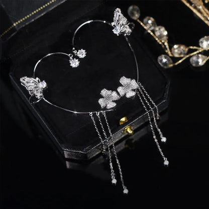 ✨KOLCZYKI Z CYRKONAMI W STYLU MOTYLKOWYM Z FRĘDZLAMI | IDEALNY PREZENT🎁