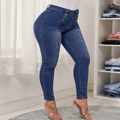📦Płatność przy odbiorze👖Dżinsy skinny z wysokim stanem i podwójnymi rzędami