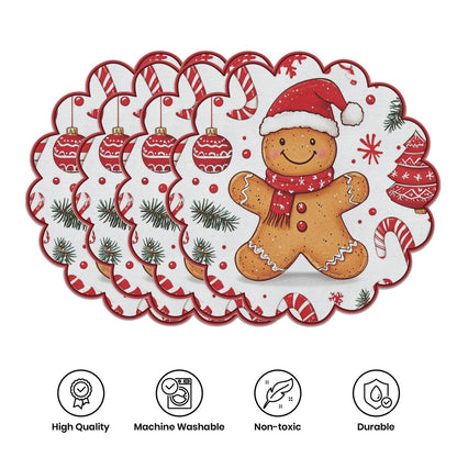 10 szt. Zimowe podkładki w kształcie poinsecji i szyszek sosnowych, podkładki na stół z antypoślizgowej tkaniny