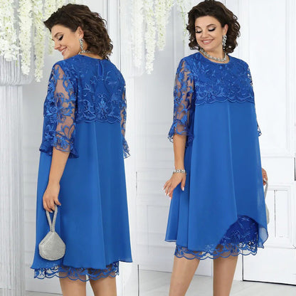 Damska luźna koronkowa sukienka midi