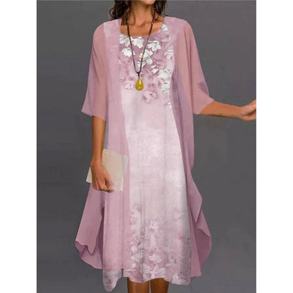 🥰 Elegancki dwuczęściowy strój: top z krótkim rękawem + sukienka