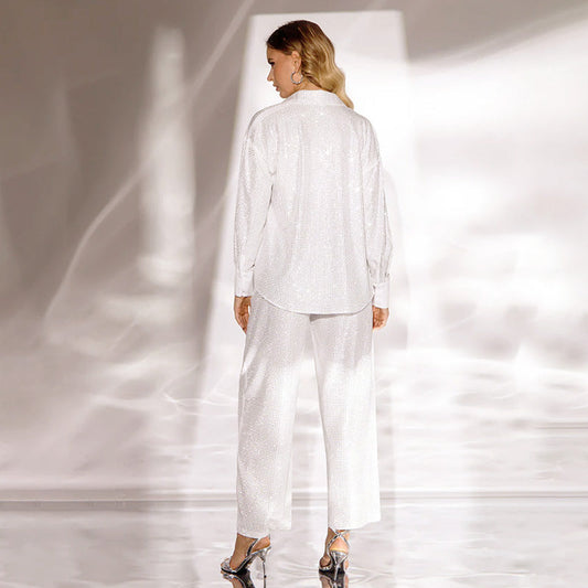 Wspaniały blezer, przytulna podszewka i spodnie z szerokimi nogawkami (3-częściowe)