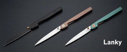 🔥Ostatni dzień wyprzedaży - 50% zniżki🎉Nóż Lanky Liner Lock Front Flipper z czarną aluminiową rękojeścią