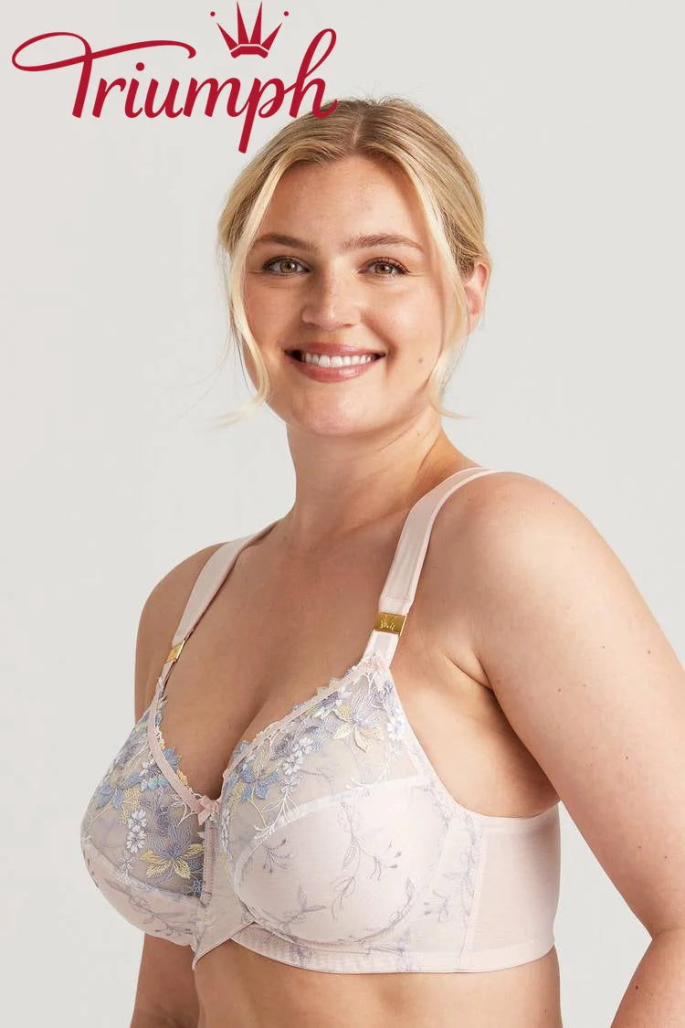 Triumph - 3 szt. (75A-120H) 💝- Romantyczny podwójny biustonosz z haftem