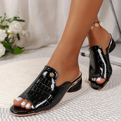 😍Ostatni dzień z 50% rabatem😍 - Modne damskie skórzane sandały ortopedyczne z odkrytymi palcami i grubym obcasem