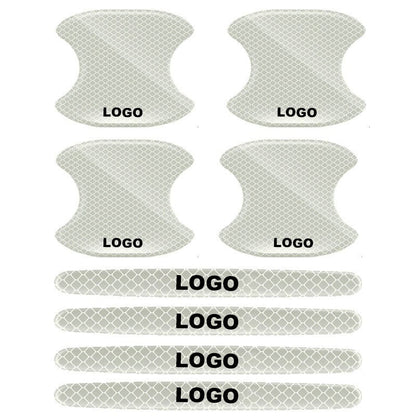 Naklejka na klamkę drzwi samochodu (miska drzwi + pasek antykolizyjny/zestaw 8 sztuk)