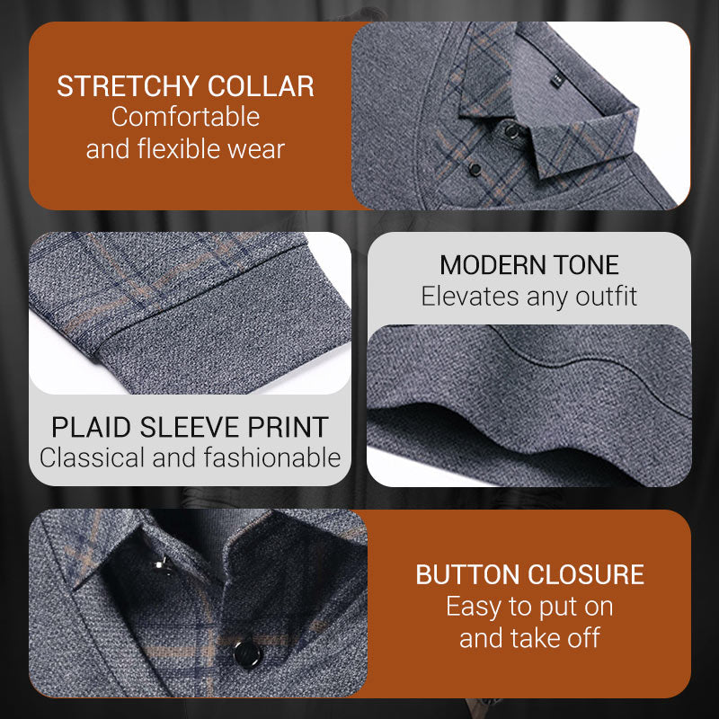 Dwuczęściowa męska koszula ze stójką Fake z długim rękawem