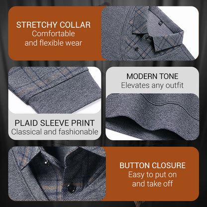 Dwuczęściowa męska koszula ze stójką Fake z długim rękawem