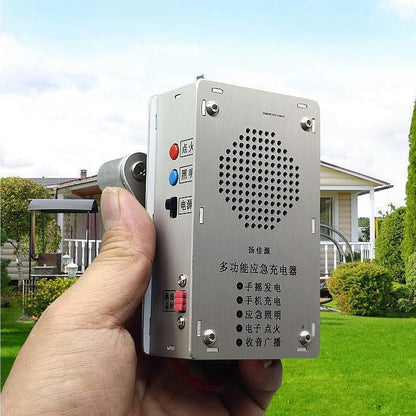 🔋 Awaryjna stacja zasilania z korbką – latarka, zapalniczka i powerbank (1000 mAh)