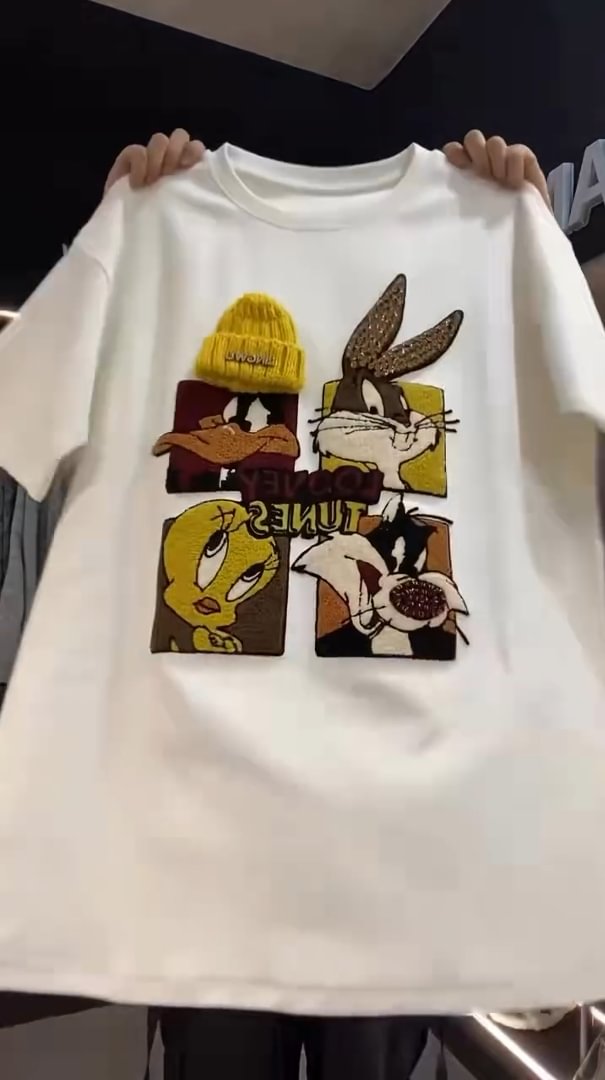 🍭Urocza bluza z nadrukiem w cekiny z kreskówek