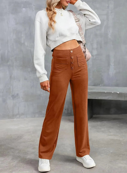 Elastyczne spodnie rekreacyjne z wysokim stanem