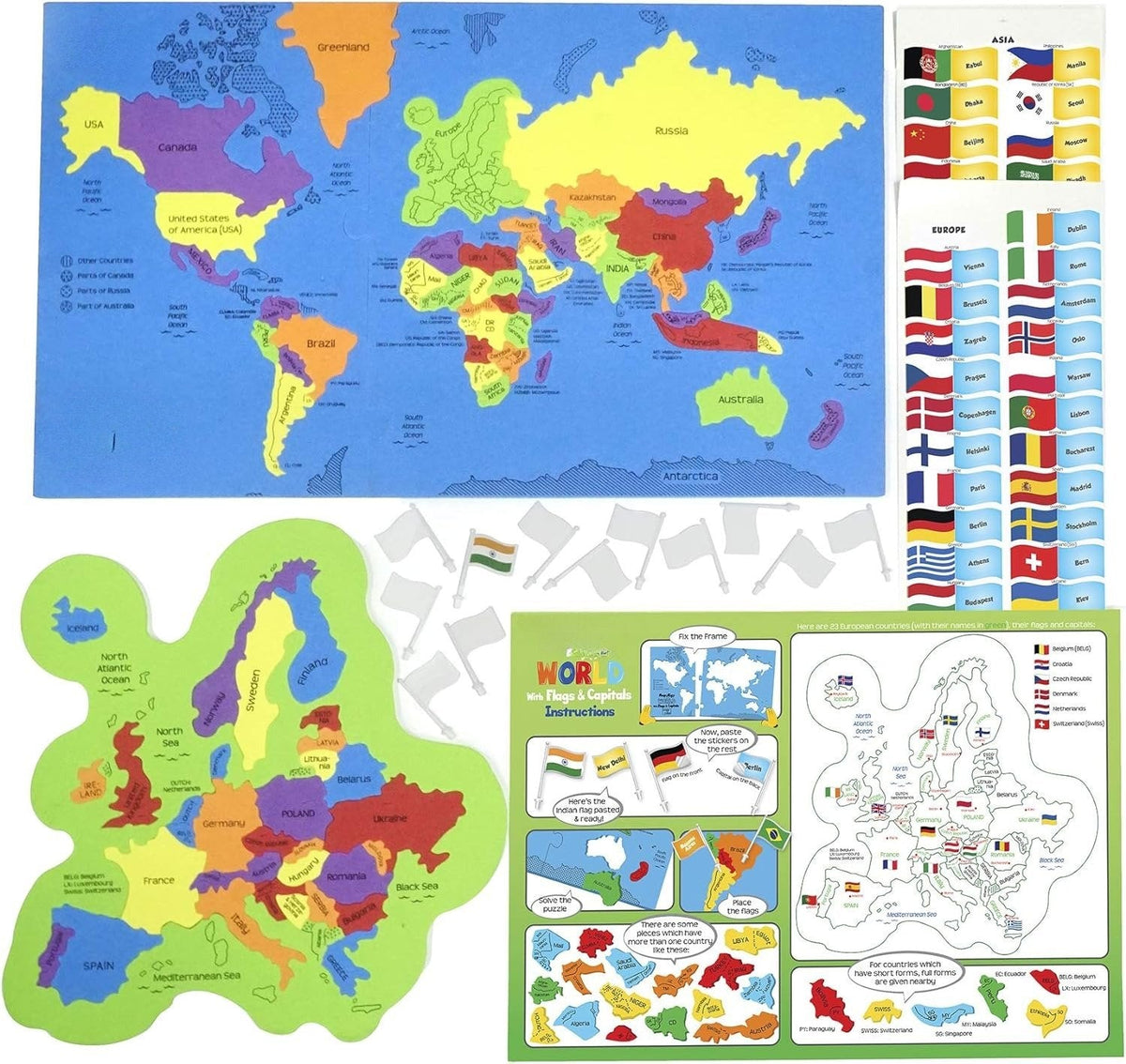 🔥🌍 Zestaw puzzli z mapą świata i USA