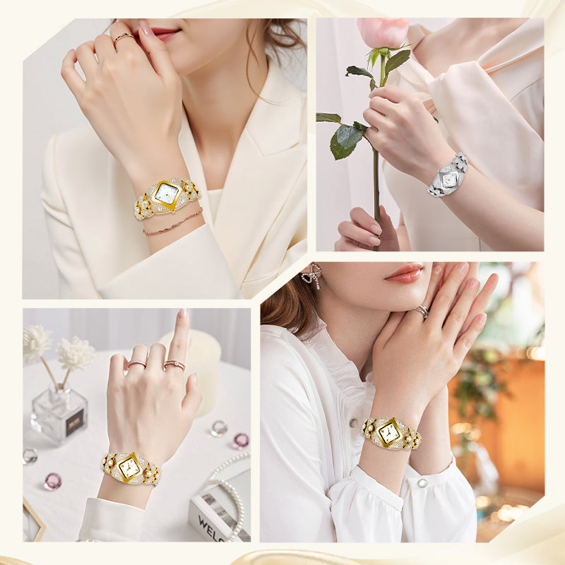 💜Retro zegarek kwarcowy z błyszczącymi kryształkami⌚