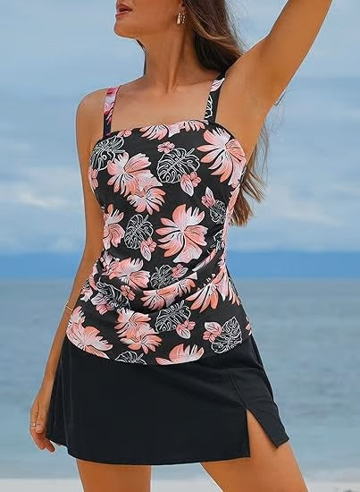 🔥👙Kobiece dwuczęściowe stroje kąpielowe typu tankini z efektem wyszczuplającym brzuch