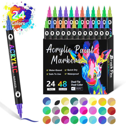 🎨🔥 Dwustronny marker akrylowy – 24/48/72/120 kolorów
