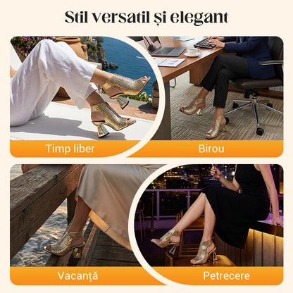 🏖️👠Eleganckie sandały na wysokim obcasie z odkrytymi palcami dla kobiet – smukłe nogi, wygodne chodzenie 👡