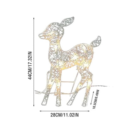 Lampki choinkowe z białym brokatem w kształcie renifera
