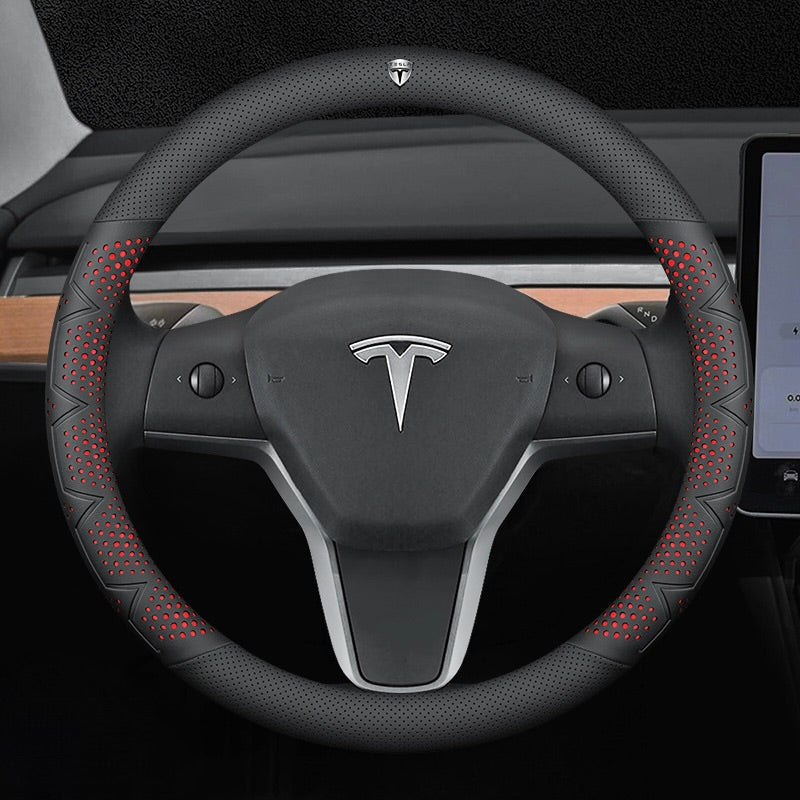 Ultracienki, oddychający pokrowiec na kierownicę z prawdziwej skóry z antypoślizgowym uchwytem