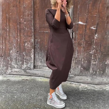 Prosta elegancka sukienka dla kobiet z kieszenią