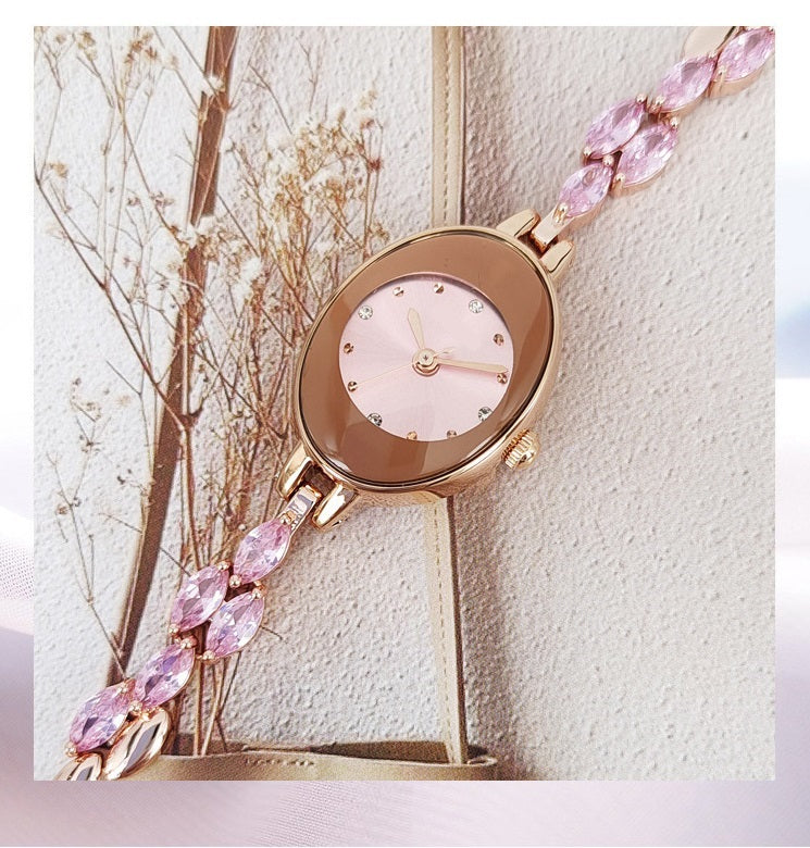 Kolorowy zegarek z cyrkonią dla kobiet