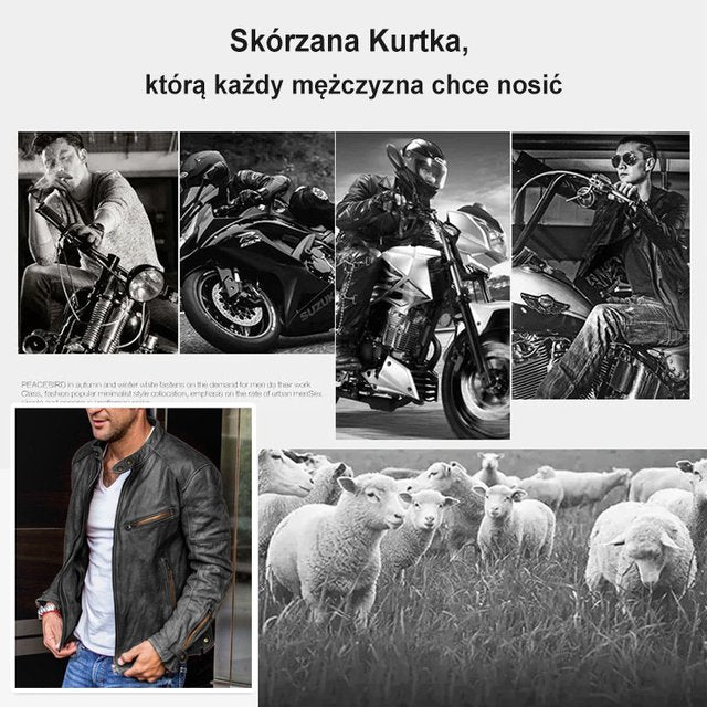 Dopasowana skórzana kurtka męska w stylu europejskim i amerykańskim