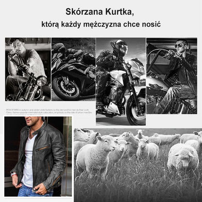 Dopasowana skórzana kurtka męska w stylu europejskim i amerykańskim