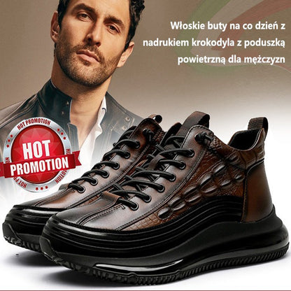 Włoskie buty na co dzień z nadrukiem krokodyla z poduszką powietrzną dla mężczyzn