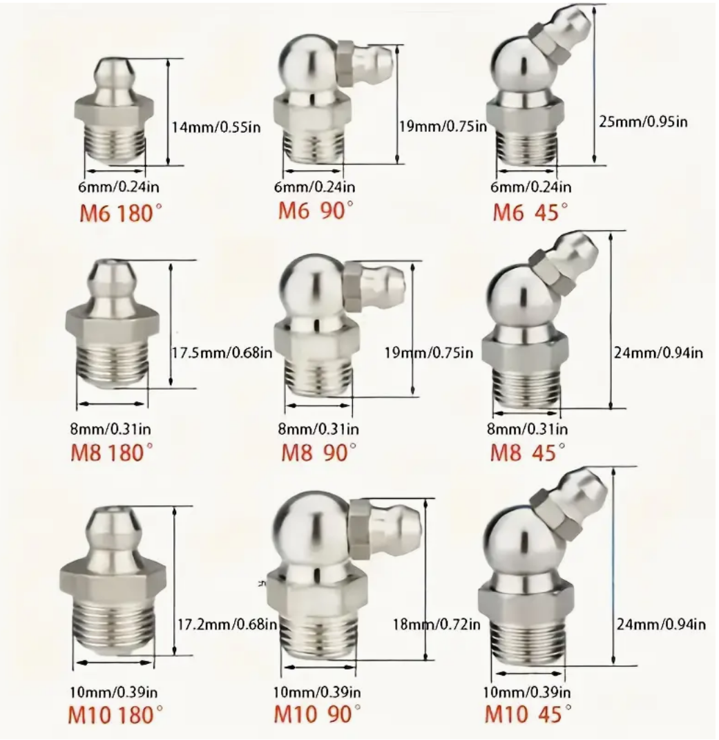 【200 szt.】Zestaw dysz do smaru z podwójnym uchwytem