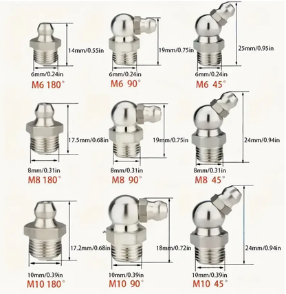 【200 szt.】Zestaw dysz do smaru z podwójnym uchwytem