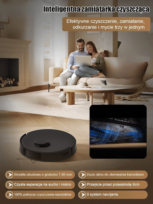 Ultracienki odkurzacz 3w1 do zamiatania, odkurzania i mycia podłóg