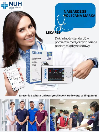 OMRON monitor poziomu glukozy we krwi na palec.