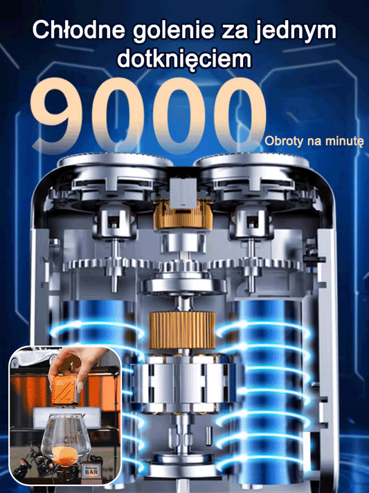 Mała stalowa maszynka do golenia z zawieszonym ostrzem magnetycznym