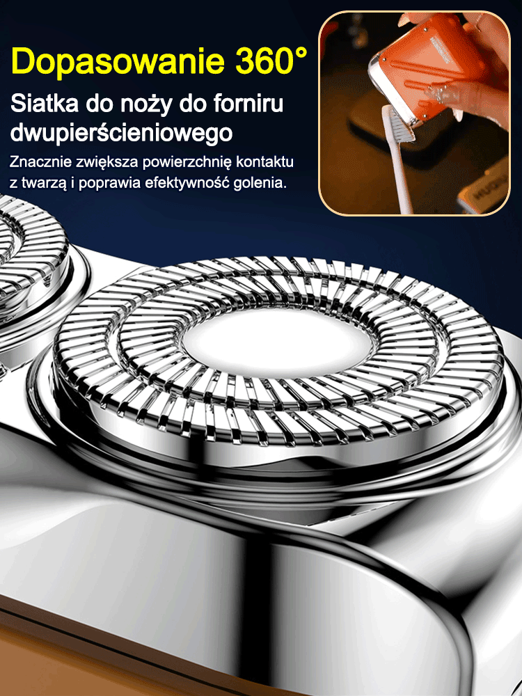 Mała stalowa maszynka do golenia z zawieszonym ostrzem magnetycznym