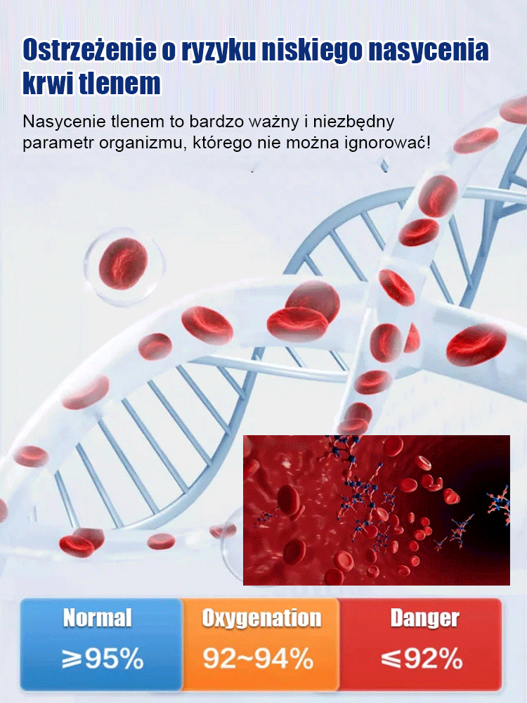Pulsoksymetr o wysokiej rozdzielczości z klipsem na palec