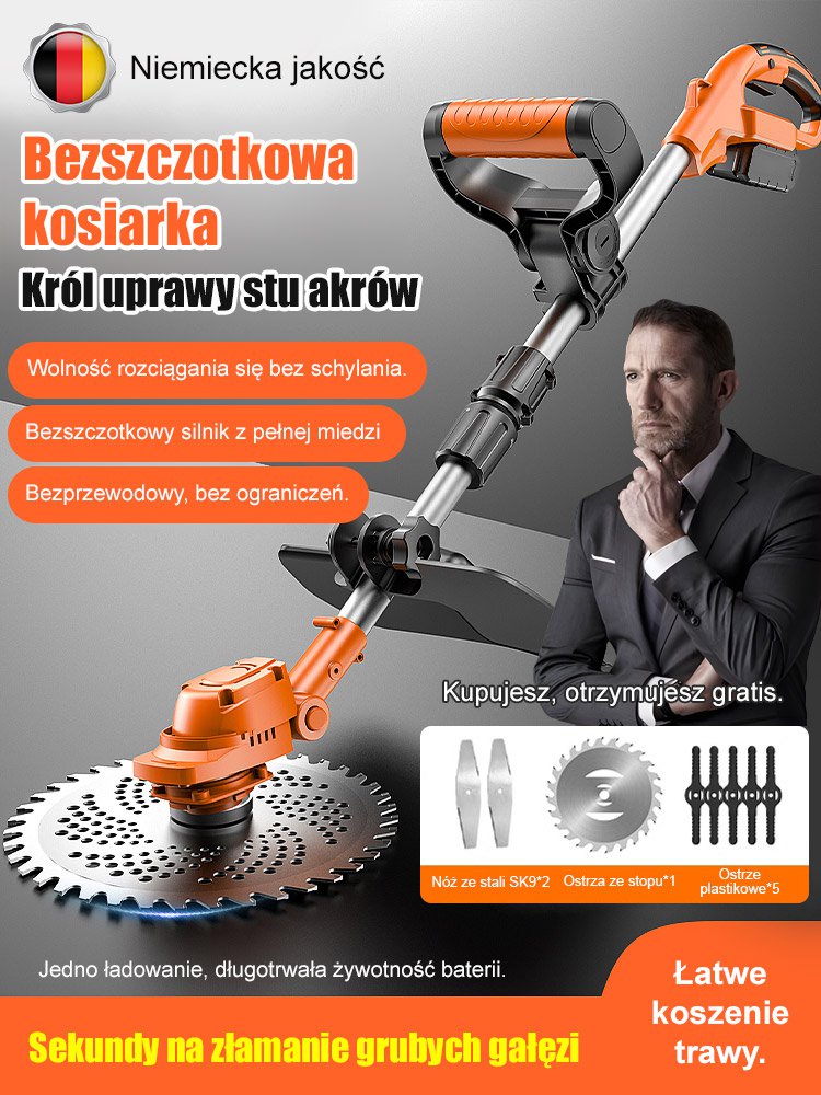 Wygodna kosiarka ręczna z akumulatorem litowym